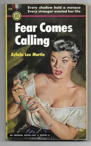 Vintage Paperback titled "Fear Comes Calling" with a cover depicting a woman reacting with a shocked look at a telephone