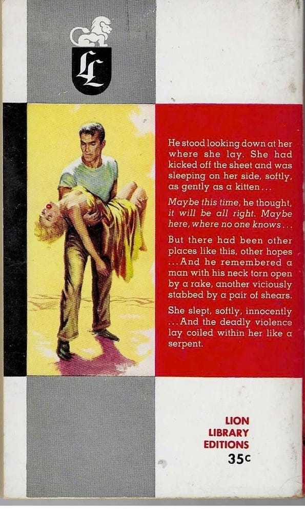 Back cover blurb of a vintage paperback book