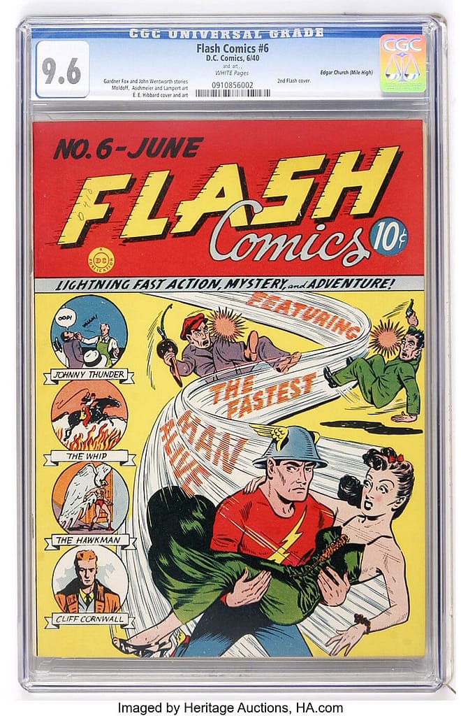 Golden Age Flash Comics with picture of the Flash on cover